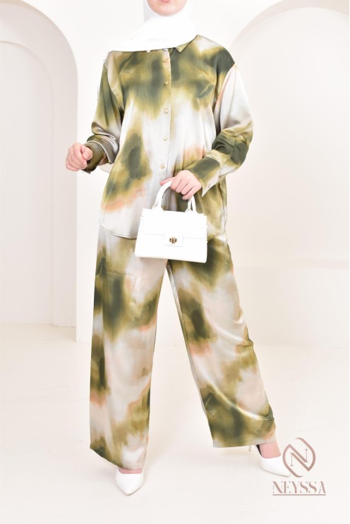 Ensemble chemise palazzo ample moderne et modeste, idéal femme hijabi