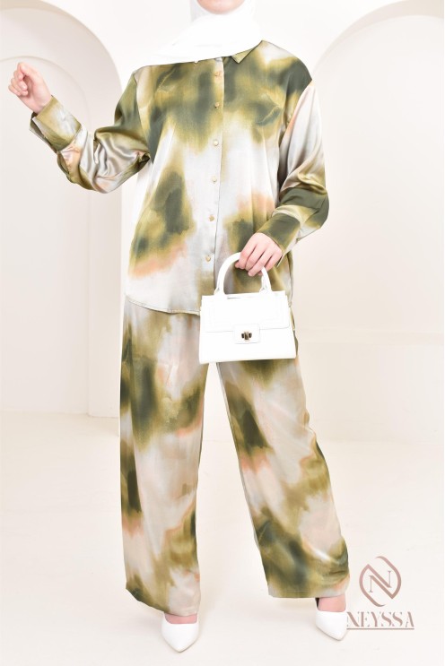 Ensemble chemise palazzo ample moderne et modeste, idéal femme hijabi