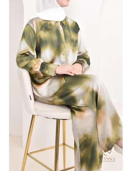 Ensemble chemise palazzo ample moderne et modeste, idéal femme hijabi