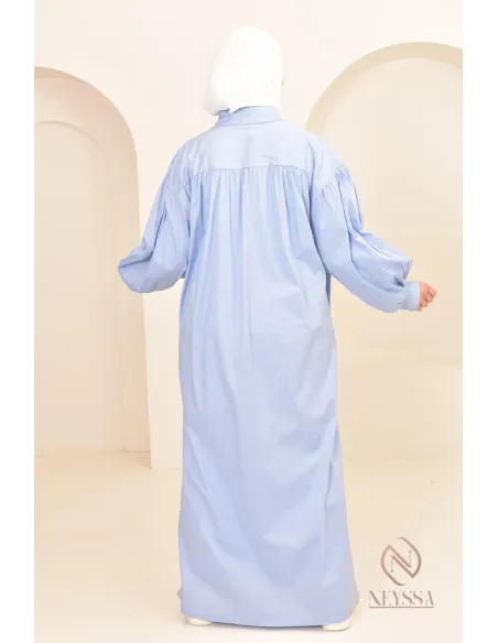 Robe manches bouffantes style chemise pour femmes hijabi, idée outfit 