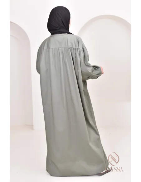 Robe manches bouffantes style chemise pour femmes hijabi, idée outfit 