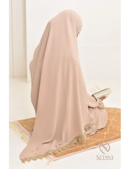 Abaya de prière à dentelles hijab intégré en jazz, femme musulmane