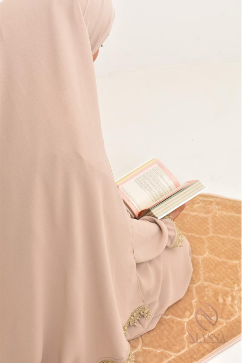 Abaya de prière à dentelles hijab intégré en jazz, femme musulmane