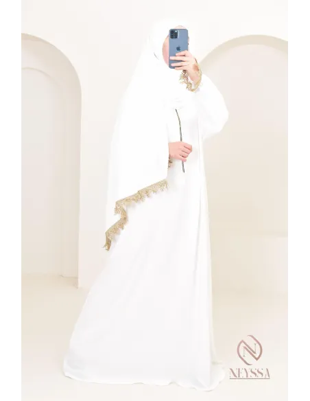 Abaya de prière à dentelles hijab intégré en jazz, femme musulmane