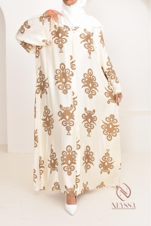 Langes Kleid mit Drucken, ideal für den Sommer 2024, leicht und fließend 