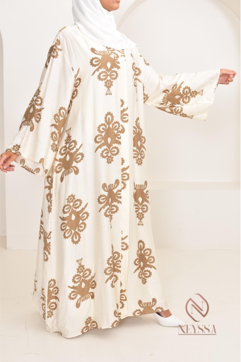 Langes Kleid mit Drucken, ideal für den Sommer 2024, leicht und fließend 