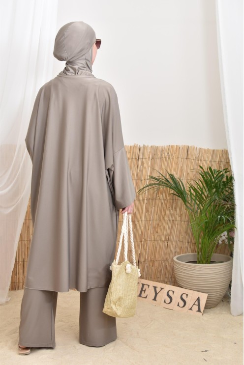 Langer Burkini mit Masturbationsschnitt, ideal für den Sommer