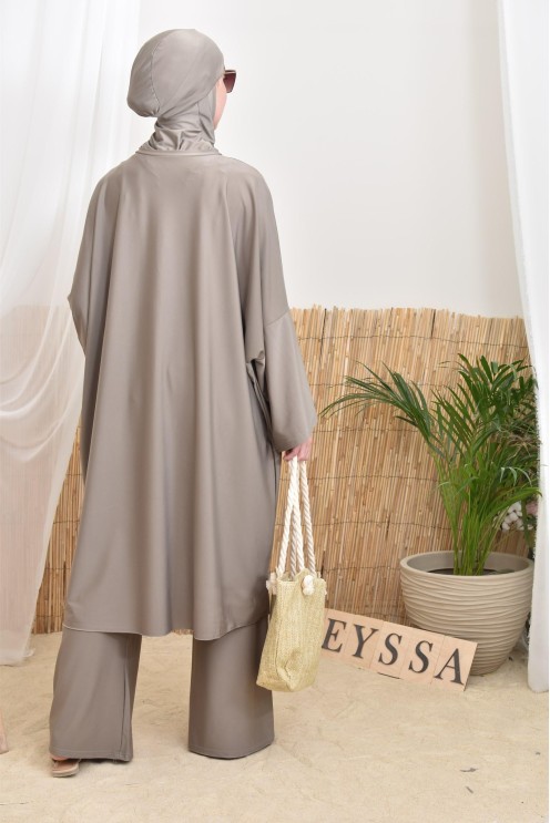 Langer Burkini mit Masturbationsschnitt, ideal für den Sommer