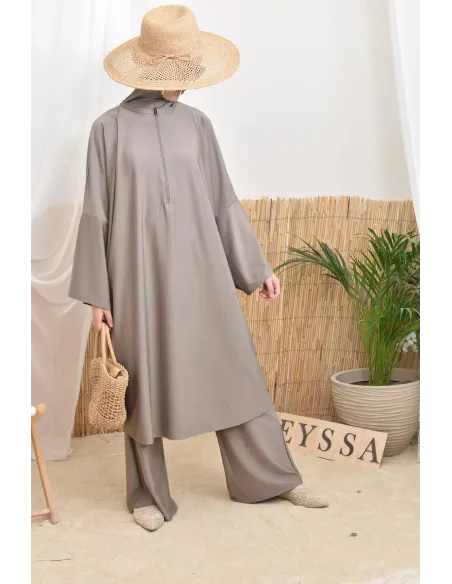 Langer Burkini mit Masturbationsschnitt, ideal für den Sommer