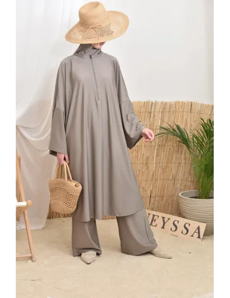 Langer Burkini mit Masturbationsschnitt, ideal für den Sommer