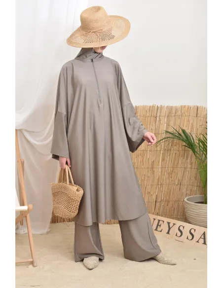 Langer Burkini mit Masturbationsschnitt, ideal für den Sommer