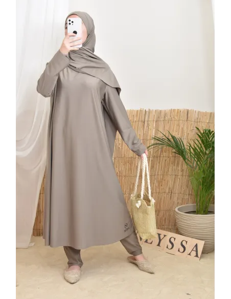 Langer bescheidener Burkini für verschleierte Frauen, Hijab zum Binden