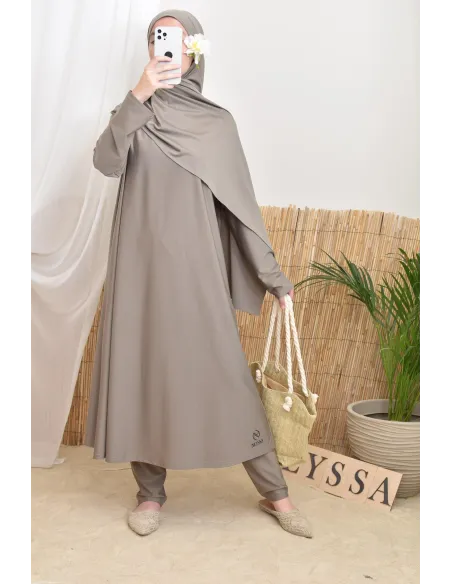 Langer bescheidener Burkini für verschleierte Frauen, Hijab zum Binden