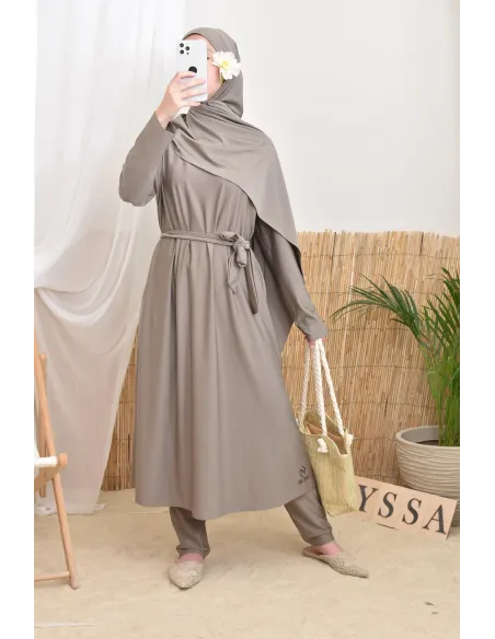 Langer bescheidener Burkini für verschleierte Frauen, Hijab zum Binden