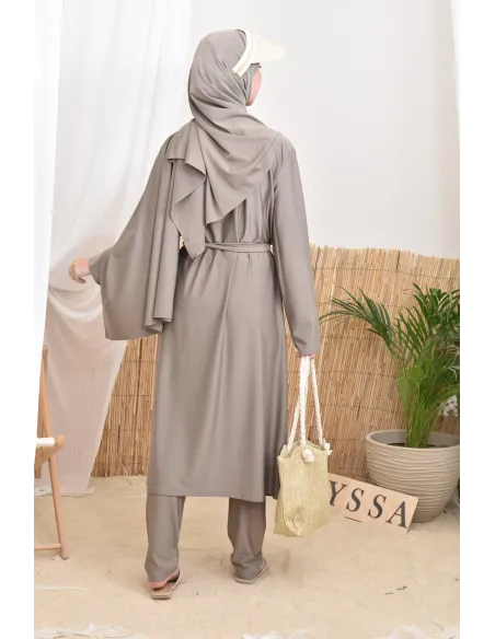 Langer bescheidener Burkini für verschleierte Frauen, Hijab zum Binden