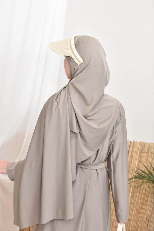 Langer bescheidener Burkini für verschleierte Frauen, Hijab zum Binden