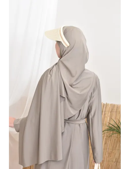 Langer bescheidener Burkini für verschleierte Frauen, Hijab zum Binden