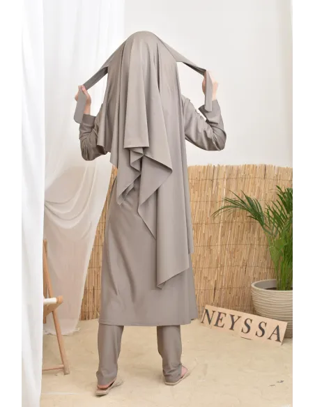 Langer bescheidener Burkini für verschleierte Frauen, Hijab zum Binden