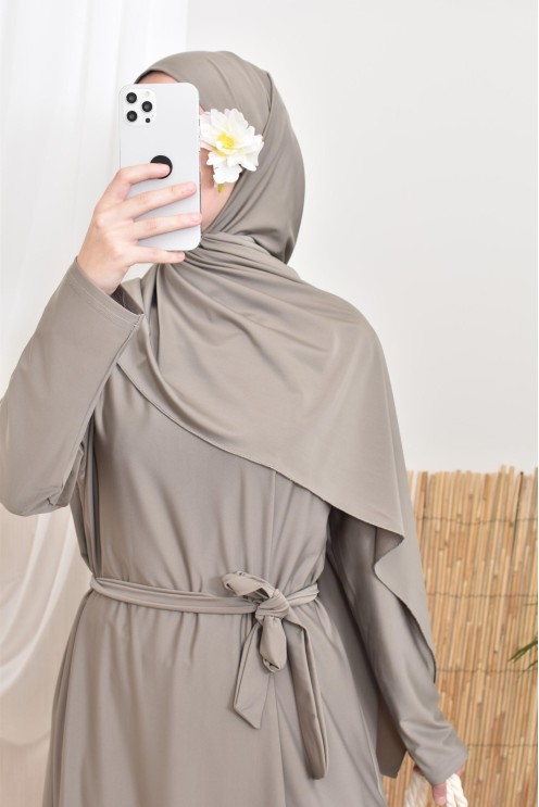 Langer bescheidener Burkini für verschleierte Frauen, Hijab zum Binden