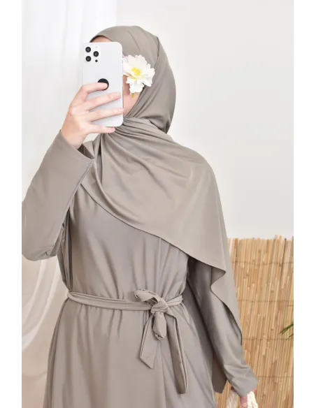 Langer bescheidener Burkini für verschleierte Frauen, Hijab zum Binden