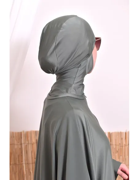 Burkini 2 pièces Kaki couple ample et long femme, séchage rapide