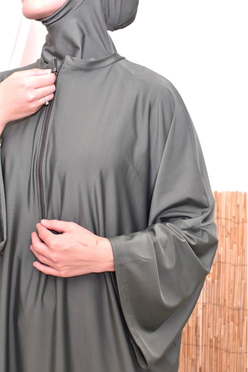 Burkini 2 pièces Kaki couple ample et long femme, séchage rapide