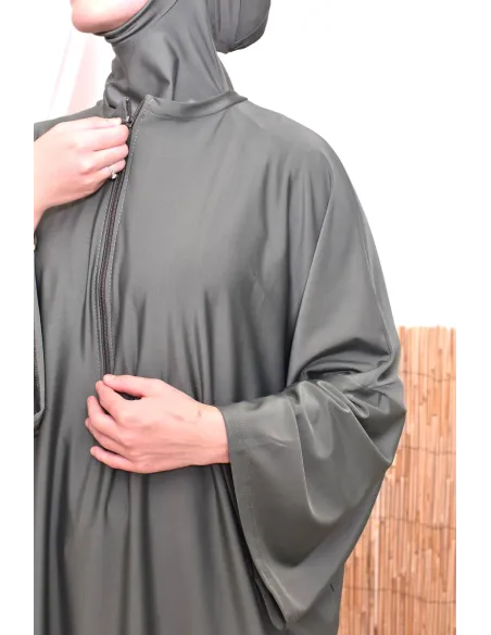 Burkini 2 pièces Kaki couple ample et long femme, séchage rapide