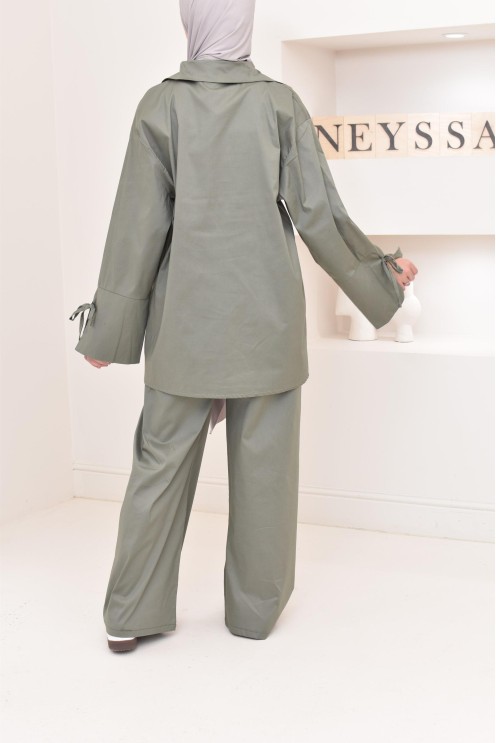Ensemble chemise ample avec pantalon tissu en coton,outfit hijabi