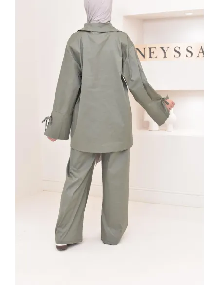 Ensemble chemise ample avec pantalon tissu en coton,outfit hijabi