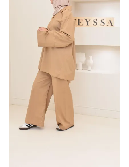 Ensemble chemise ample avec pantalon tissu en coton,outfit hijabi