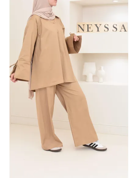 Ensemble chemise ample avec pantalon tissu en coton,outfit hijabi