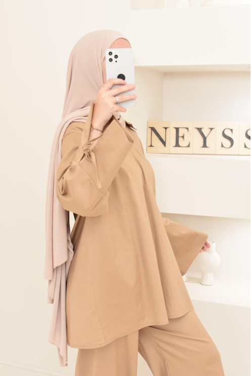 Ensemble chemise ample avec pantalon tissu en coton,outfit hijabi