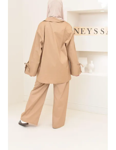 Ensemble chemise ample avec pantalon tissu en coton,outfit hijabi