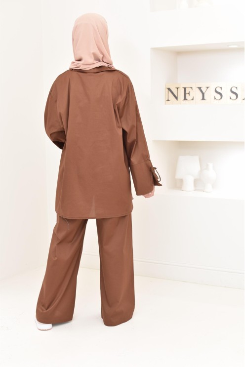 Ensemble chemise ample avec pantalon tissu en coton,outfit hijabi