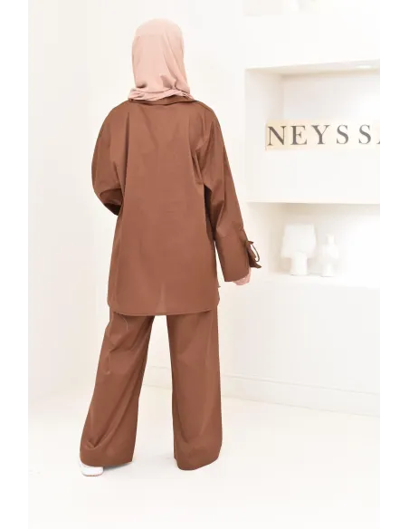 Ensemble chemise ample avec pantalon tissu en coton,outfit hijabi