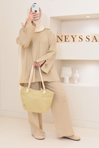 Set aus lockerem Hemd und Hose aus Baumwollstoff, Hijabi-Outfit-Idee 2