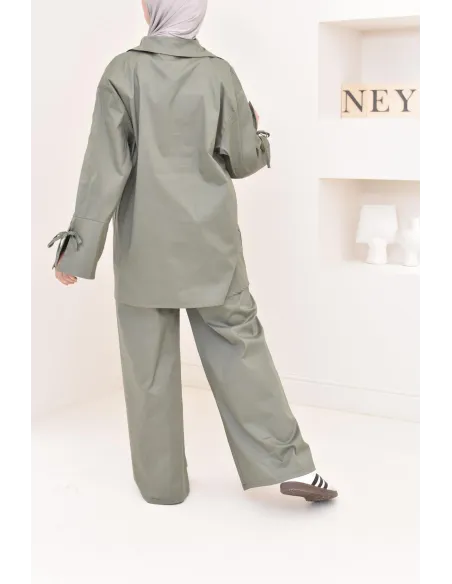 Ensemble chemise ample avec pantalon tissu en coton,outfit hijabi