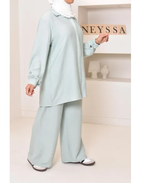 Set aus langem Hemd und Hose aus Leinenstoff, Hijabi-Outfit-Idee