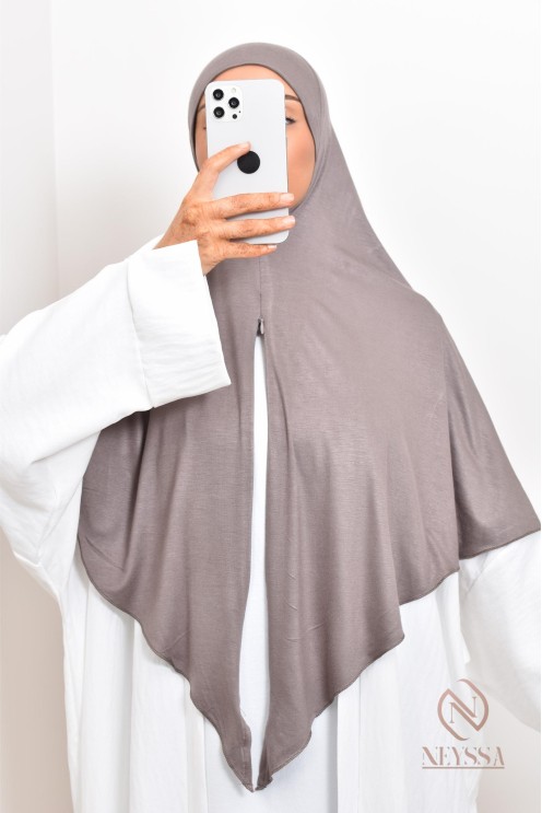 khimar jersey court, avec zip,idéal femme allaitante, pratique à enfiler