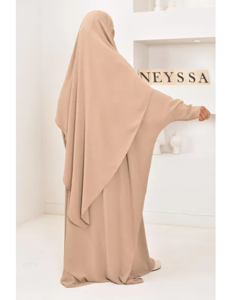 Ensemble abaya et khimar avec hijab intégré pas cher soie de jazz