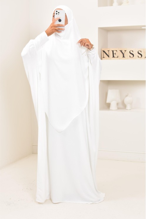 Ensemble abaya et khimar avec hijab intégré pas cher soie de jazz