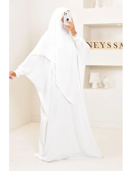 Ensemble abaya et khimar avec hijab intégré pas cher soie de jazz