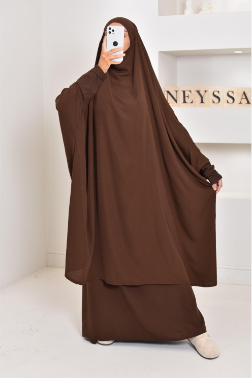 jilbab 2 pieces en wool peach haut de gamme et pas cher
