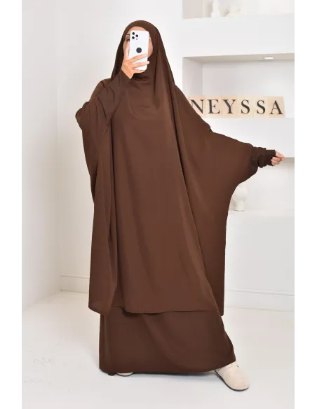 jilbab 2 pieces en wool peach haut de gamme et pas cher