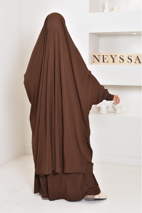 jilbab 2 pieces en wool peach haut de gamme et pas cher
