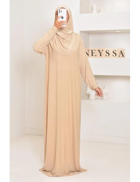 Robe de prière femme musulmane avec hijab intégré pas cher
