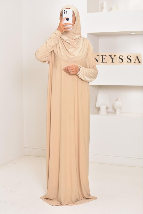 Robe de prière femme musulmane avec hijab intégré pas cher