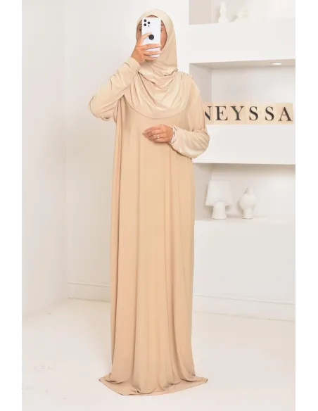 Robe de prière femme musulmane avec hijab intégré pas cher