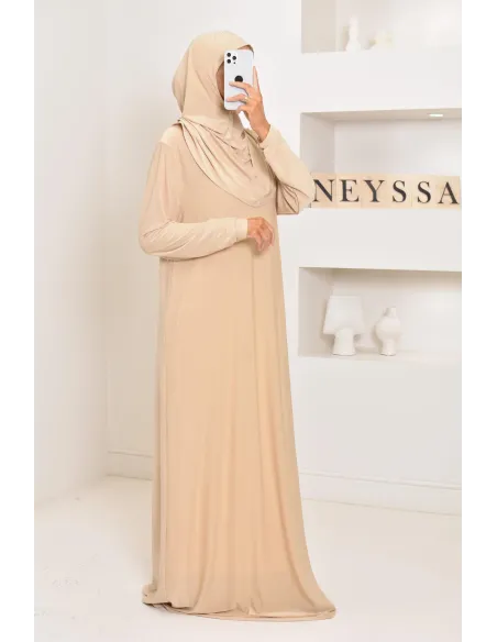 Robe de prière femme musulmane avec hijab intégré pas cher