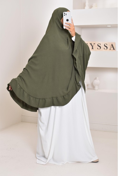 Khimar long Jazz avec volants, style indonésien, coupe légiférée